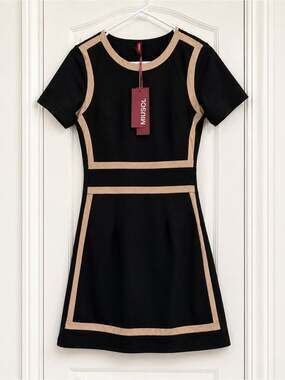NWT MIUSOL Black & Beige Sheath Dress Women’s Small Colorblock Career